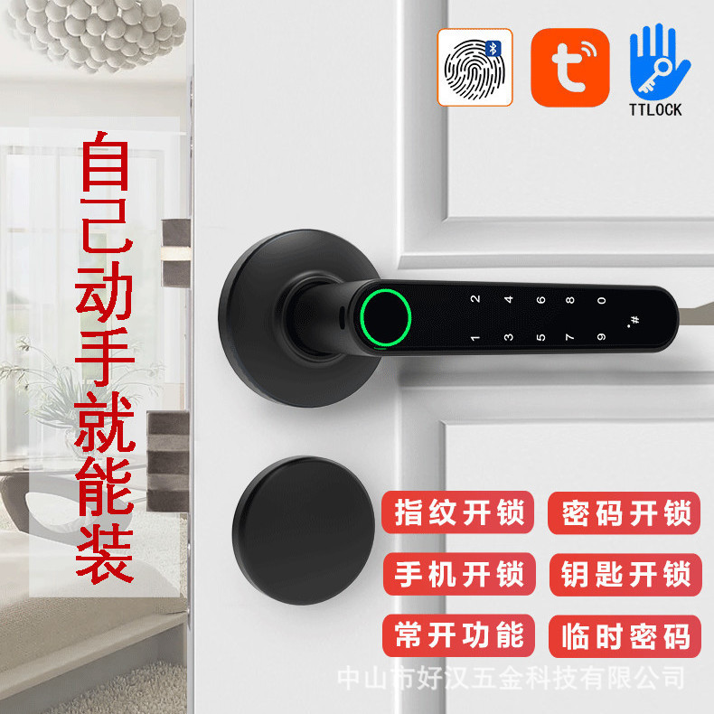 房门室内指纹锁卧室门指纹锁远程球形指纹锁智能门锁
