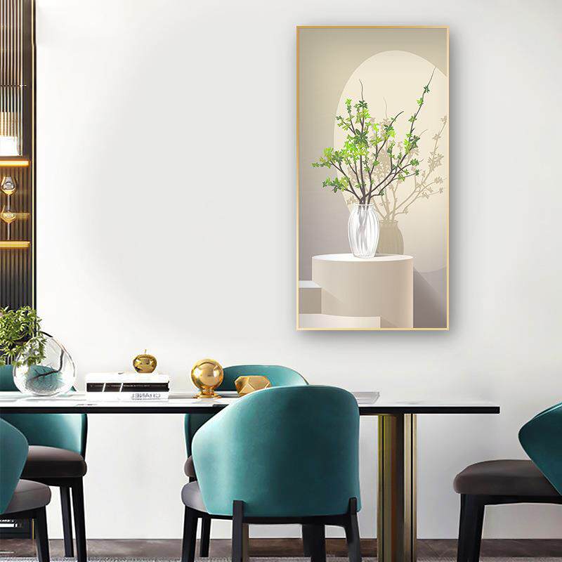 现代简约入户玄关装饰画新款中式走廊过道墙挂画奶油风正对门壁画