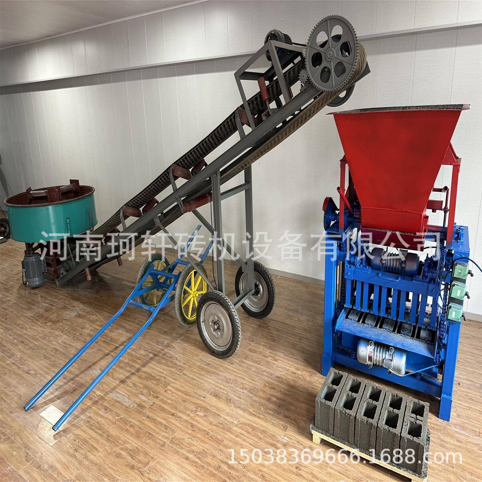 一键启动柴油发电机款料斗混凝土砌块砖机节省成本空心制砖机