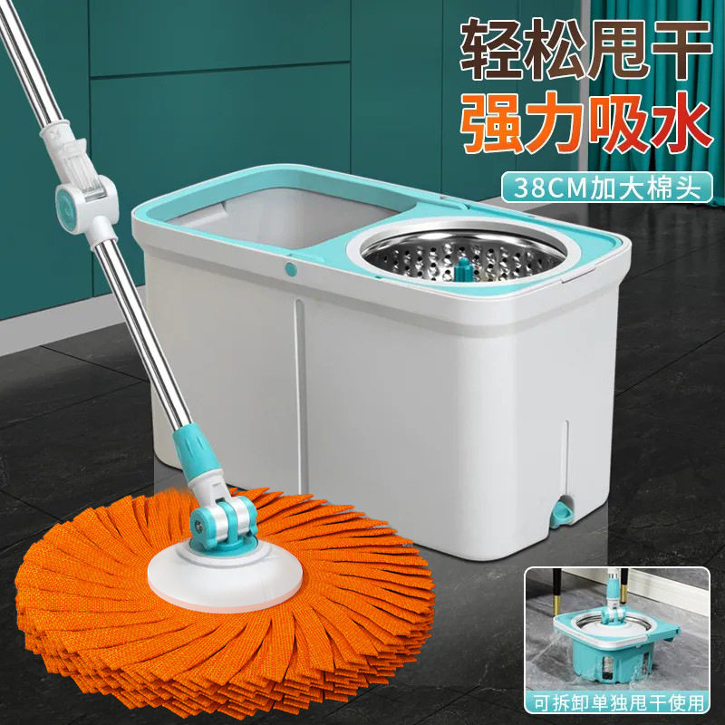 家用旋转拖把干湿两用免手洗加大加厚一拖净懒人吸水拖布桶木地板