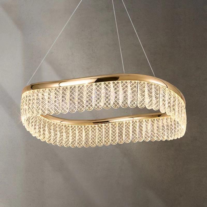 2022年新款轻奢水晶客厅吊灯现代简约大气水晶LED别墅餐厅楼梯灯