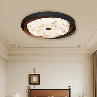 中古风主卧室灯吸顶灯2025新款复古美式新中式创意胡桃木色书房灯