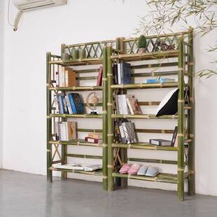 楠竹书架家用编织架子现代简约置物书柜多层落地柜子竹子制品家具