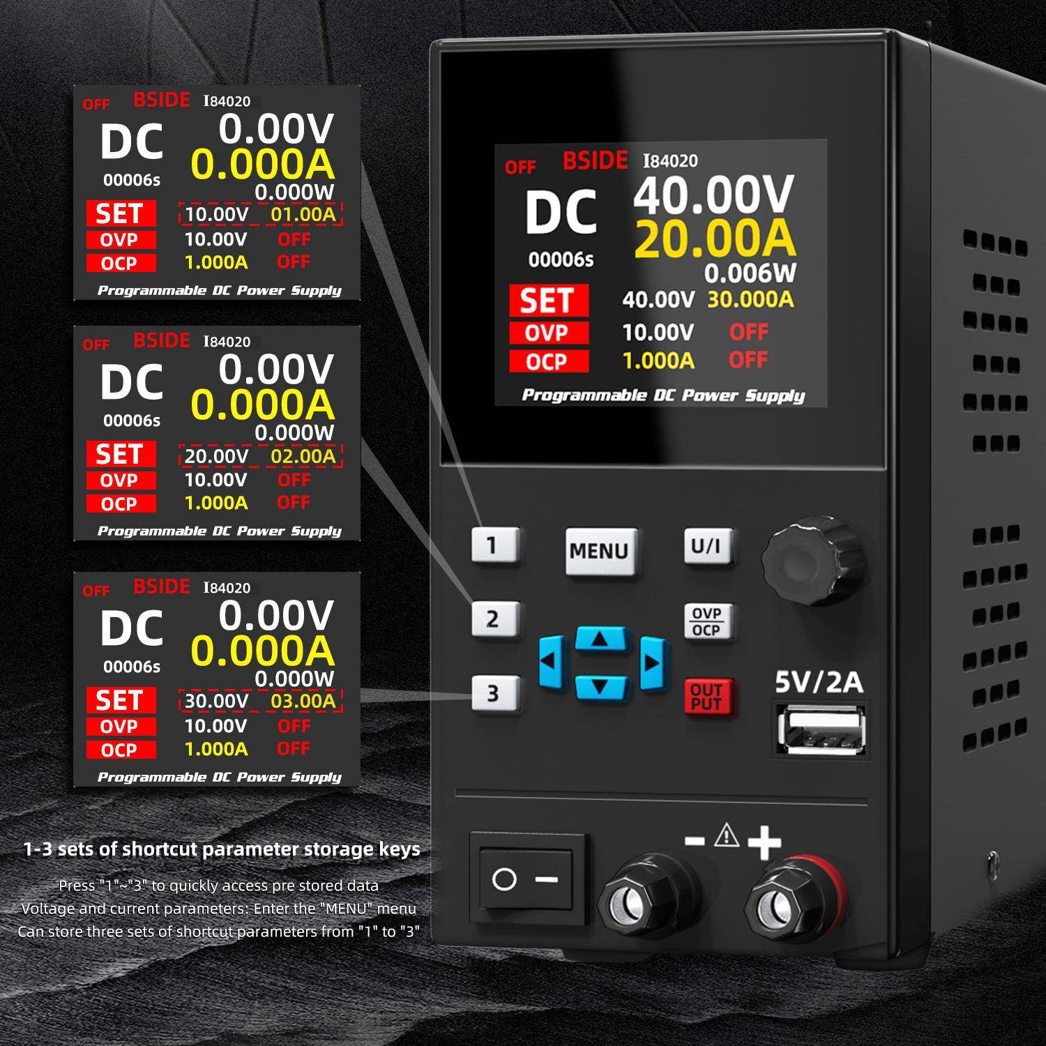 BSIDE可编程直流稳压电源I8手机电脑维修30V10A/40V20A电压可调整