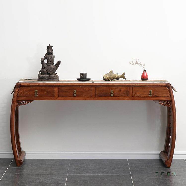 老榆985木条案供新中式玄关桌中堂桌仿古桌案几全实几条柜木古典