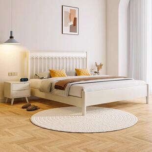 法式奶油风温莎实木床双人1.8x2米主卧小户型1.5米白色复古波浪床