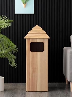J6DA实木户外垃圾桶大号商用公园景区垃圾箱小区环卫大容量庭院收