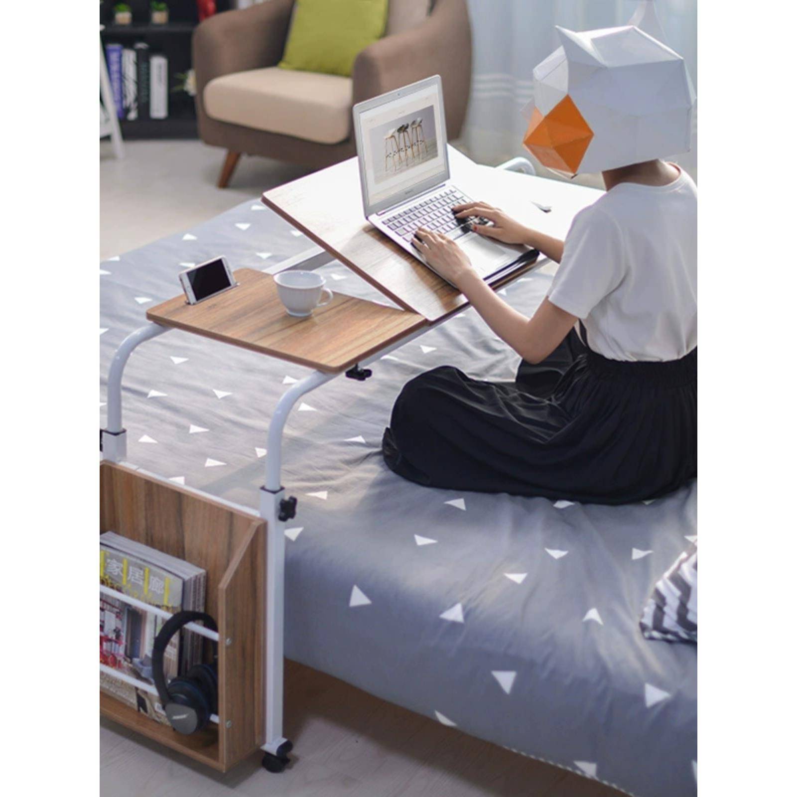 跨床上用台式电脑桌倾斜移动桌子拉伸护理家用懒人桌笔记本电