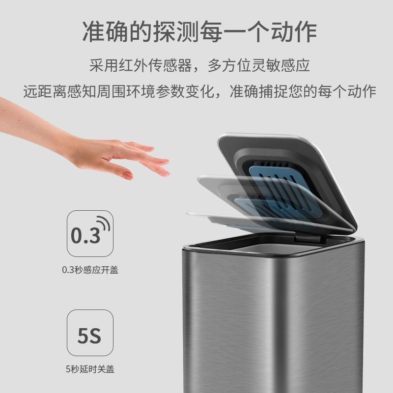 洁安惠不锈钢智能垃圾桶家用带盖厕所感应厨房客厅办公室大号容量