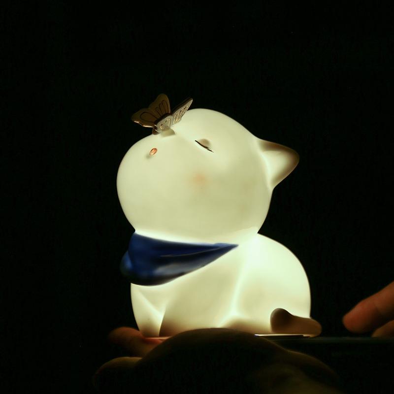 陶瓷猫茶宠摆件家居客厅茶桌面小猫咪装饰品可爱卡通动物工艺品