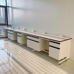 实验台06实验央室工台木实验台理化作板台面全钢化验桌子试验中边