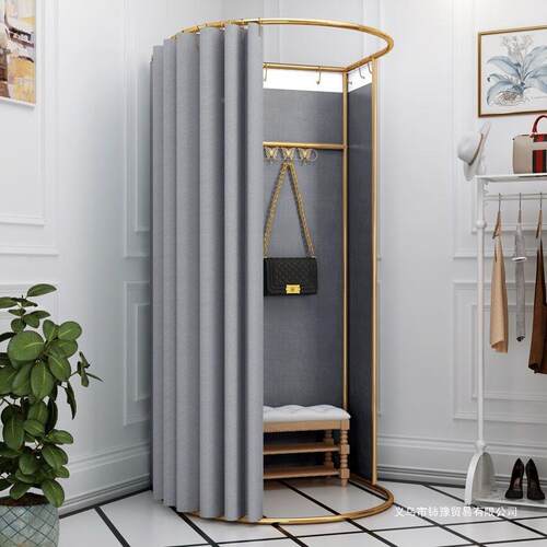 装店商服场门帘布试衣间简易移子动351换衣临间时可拆卸展示架更