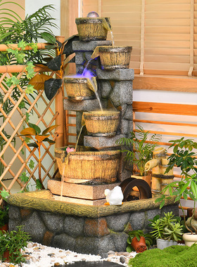 庭院鱼池景观假山流水喷泉生财室内阳台角落造景养鱼缸循环水摆件