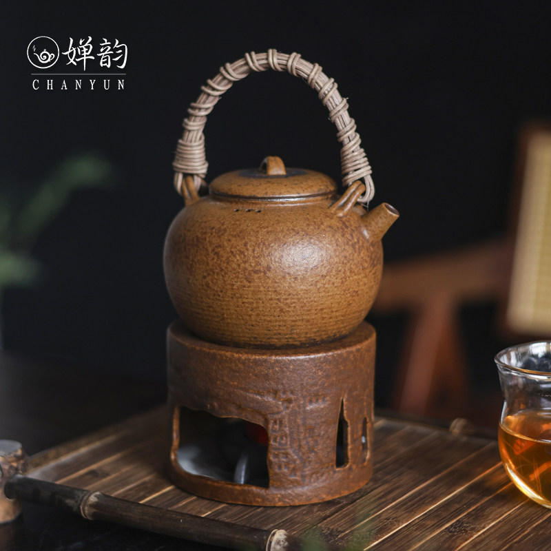 婵韵斋居灰念茶壶酱釉老岩泥提梁壶温茶炉围炉煮茶小田甄陶柏寒