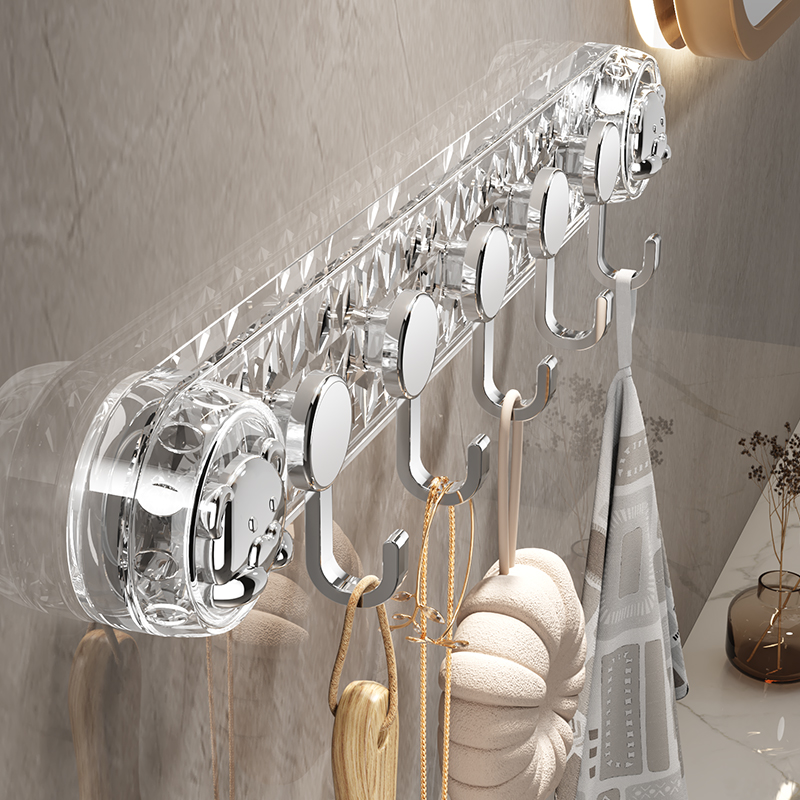 吸盘挂钩免打孔强力无痕承重一排粘钩家用卫生间门后墙壁挂衣钩子