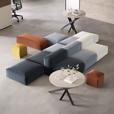 意式极简自由组合模块沙发办公休息会客接待区酒店大厅双面坐沙发