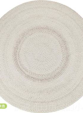 正品casn天然手l工编n织圆形羊毛地is风客厅茶几毯垫书房卧室床边