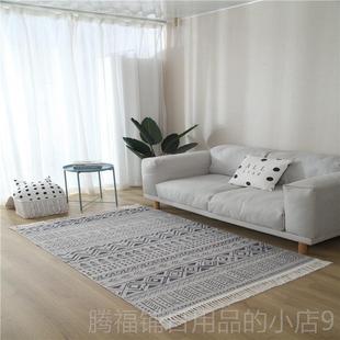 正品北线欧几棉编织流苏茶地棉麻垫简约卧室床边客厅办公室拍照地