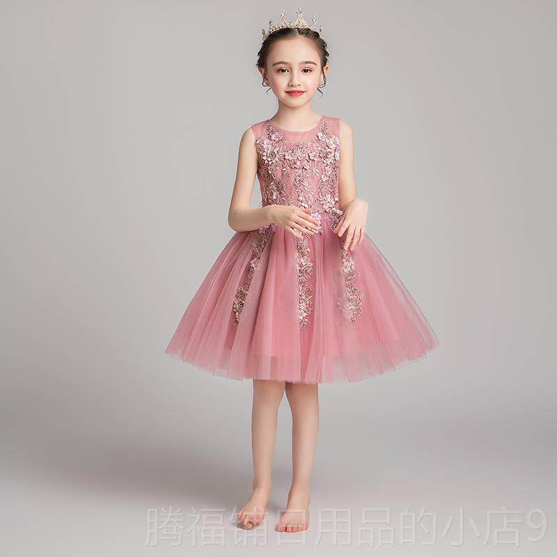 正品孩主晚礼服裙裙裙公主裙生日红小人儿童钢琴表演服装女演奏夏