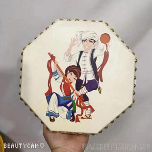 正品单八面皮角鼓多角白族鼓舞蹈玲片手拍鼓可定做 图案厂家直羊