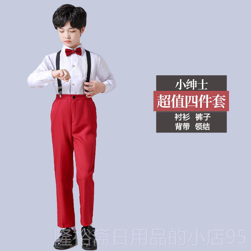 高档儿蹈童表演服装女合童红纱裙小学唱中式日节舞服装