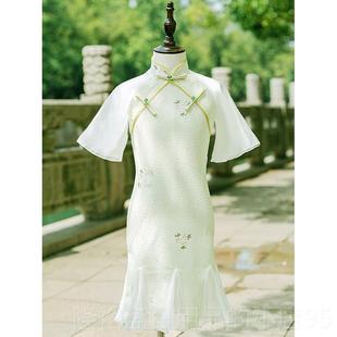 蕾丝鱼2尾女裙孩公儿主服 中式 高档旗袍女孩205新款 童夏季