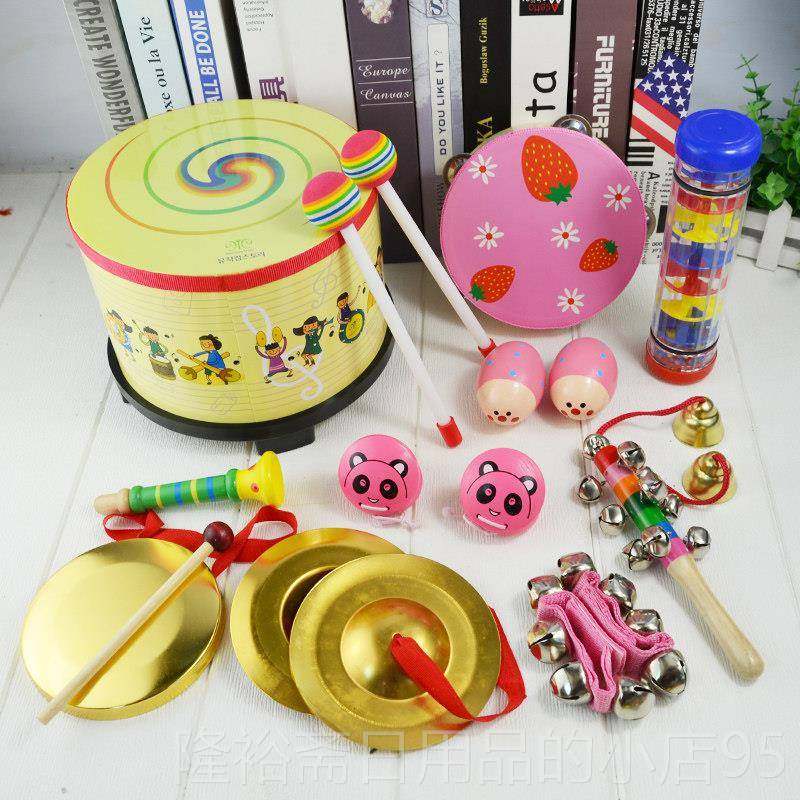 高档儿童拍鼓乐器奥夫打击手拍双面韩国园地鼓幼儿尔宝宝早教音乐