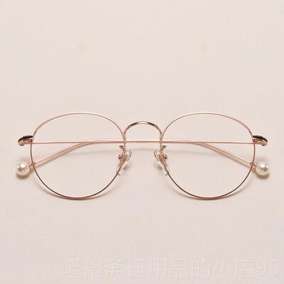 高档防蓝光辐射女韩式时髦圆框纯钛框配性近视镜超圆脸Yi轻liro