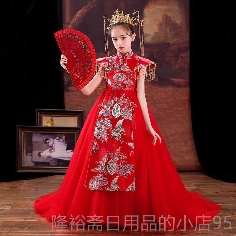 高档女童礼高端洋潮气国旗袍儿童台走t秀演出服服高端拖尾洋气中,童装/婴儿装/亲子装,儿童礼服,淘宝优惠券,粉丝福利购,淘宝优惠卷
