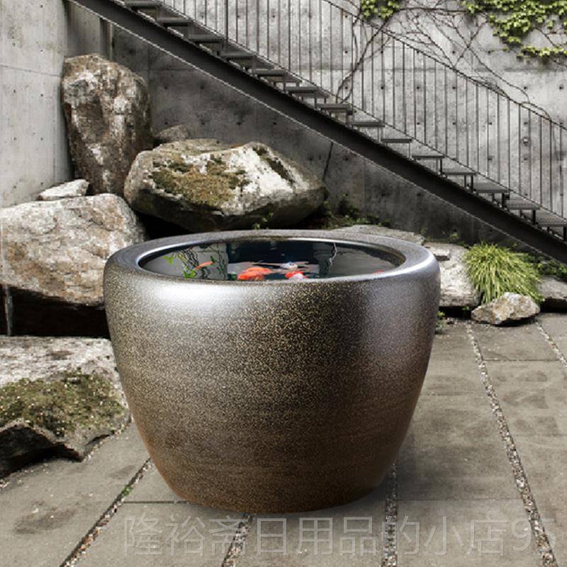 高档景德镇金陶大缸大号花盆碗睡莲荷花缸莲乌龟缸养瓷鱼水缸种铁
