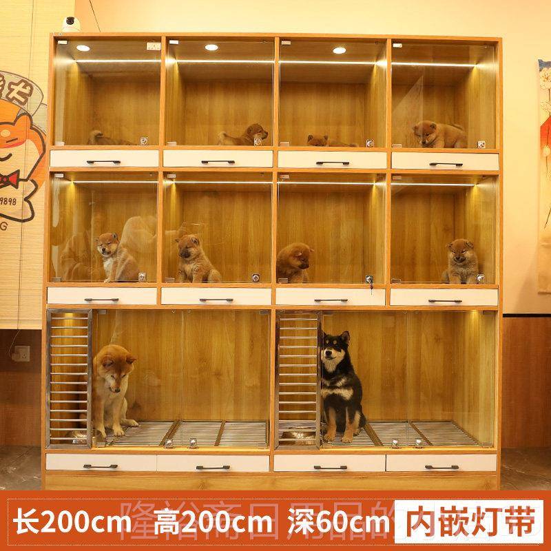 高档猫狗混养笼定制实木笼玻璃养门猫柜猫展别墅示带厕所繁殖笼寄图片