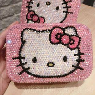 高档新品 主可爱饰品盒耳钉戒子 粉纳色公贴满钻韩手工DIY首饰盒版