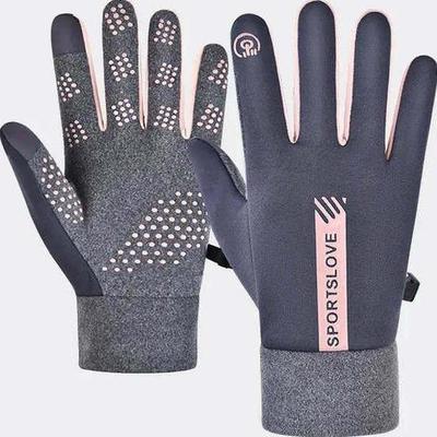 男女防滑手套秋冬冬防寒防风加厚加绒骑车电动车触屏手套加厚防水