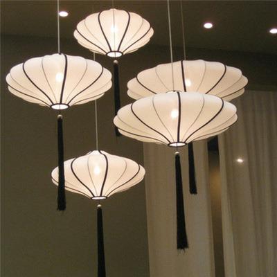 中布艺2026式吊现代灯创意餐新厅饭店灯具中国风古典宫灯红灯笼吊