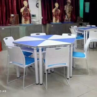 六边型活桌创椅客课桌椅智室慧教拼接312桌心理教室团辅桌阅览桌