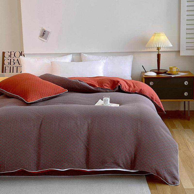 纯棉套件023新2款A类全棉双层纱1米5单人1CW80×单220被罩双被人