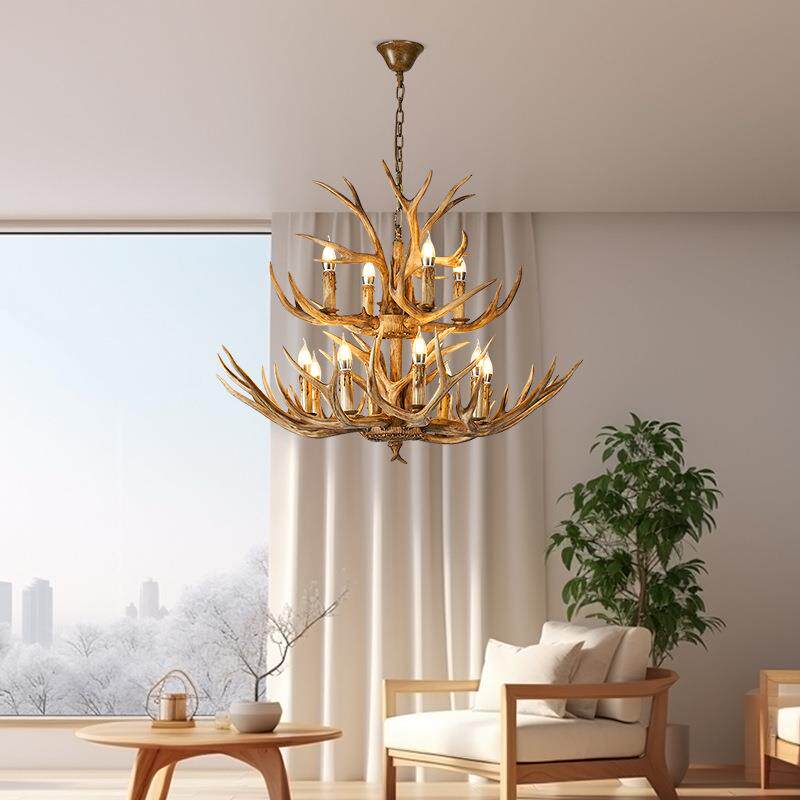 美田餐园鹿角创意鹿复角灯古工业风厅客厅酒吧创意服装店8026式鹿