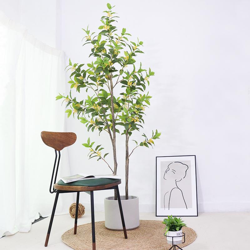 仿真仿植桂花树工厂景盆栽家居客厅落地盆装727饰假绿树真桂花树