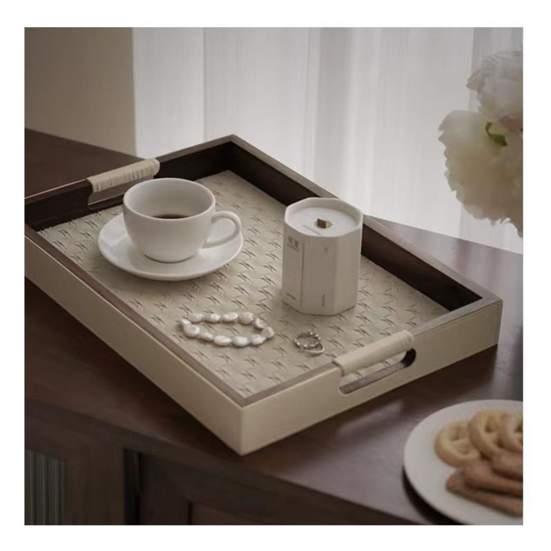 中古手工厅BV编织纹理桃胡GWM收纳木托盘茶盘客厅水餐家居桌面收