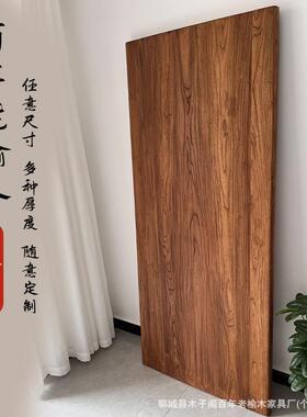 老榆木门实公木桌面板风化大板板桌旧门板原木电脑WMI办板桌面飘