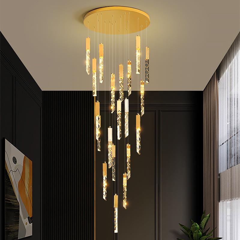 轻奢梯吊灯水楼挑空旋转楼梯晶间loft公寓别墅复式83529楼极大简