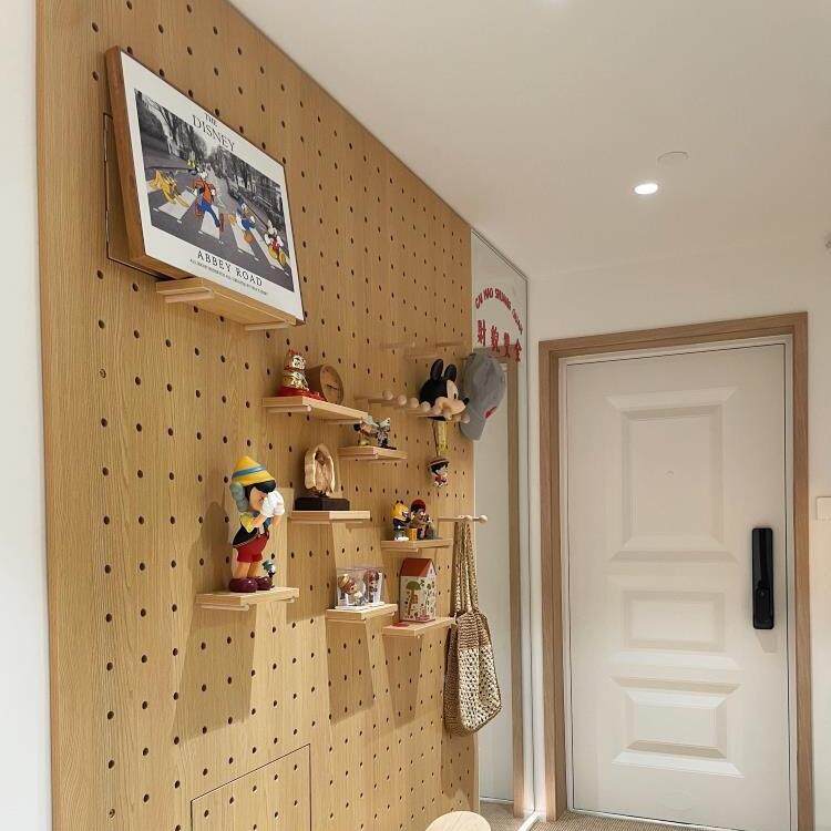 实木洞洞板ZWW展示玄架木口质桌面墙面书桌纳墙入收户门关置物架