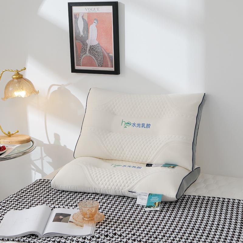 直乳胶枕芯颈按摩枕头F-111成人保健儿童助睡柔眠护直销播微供软