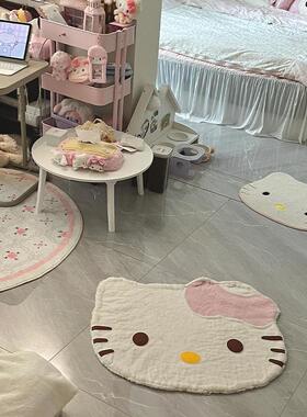 Hellokity地毯女孩卧室床边客厅门垫进门圆形室内免打理免洗可爱