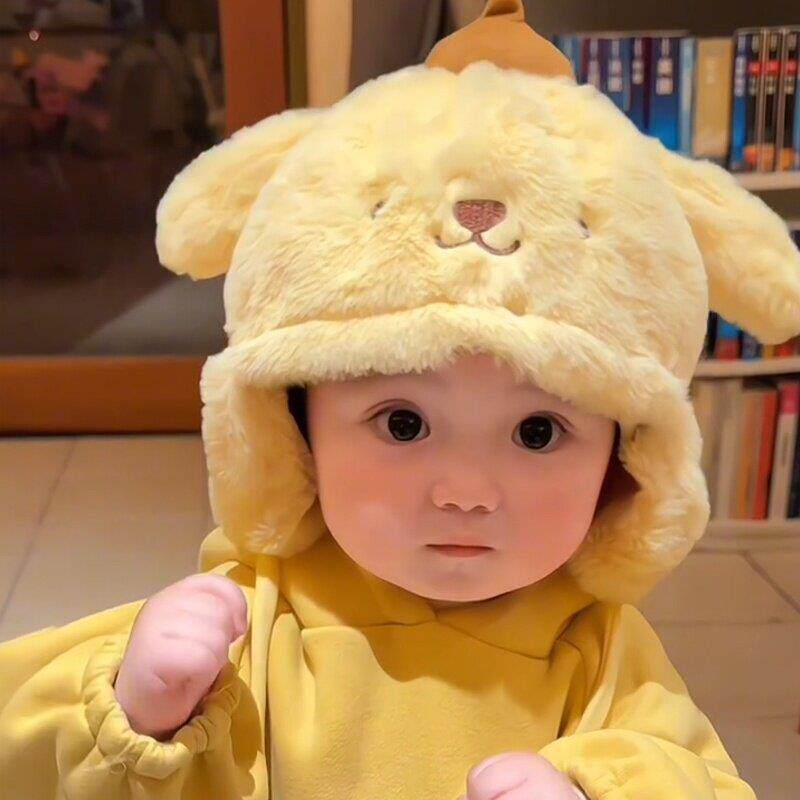 宝宝过年帽子秋冬女孩婴儿小月龄可爱超萌毛绒保暖护耳雷锋套头帽