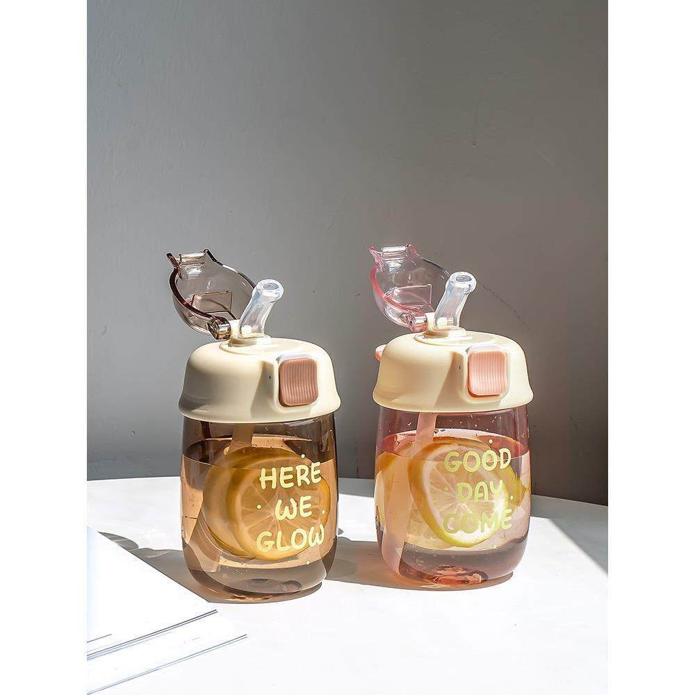 日本精工夏季带吸管水杯高颜值女生杯子女可爱少女塑料设计感小众