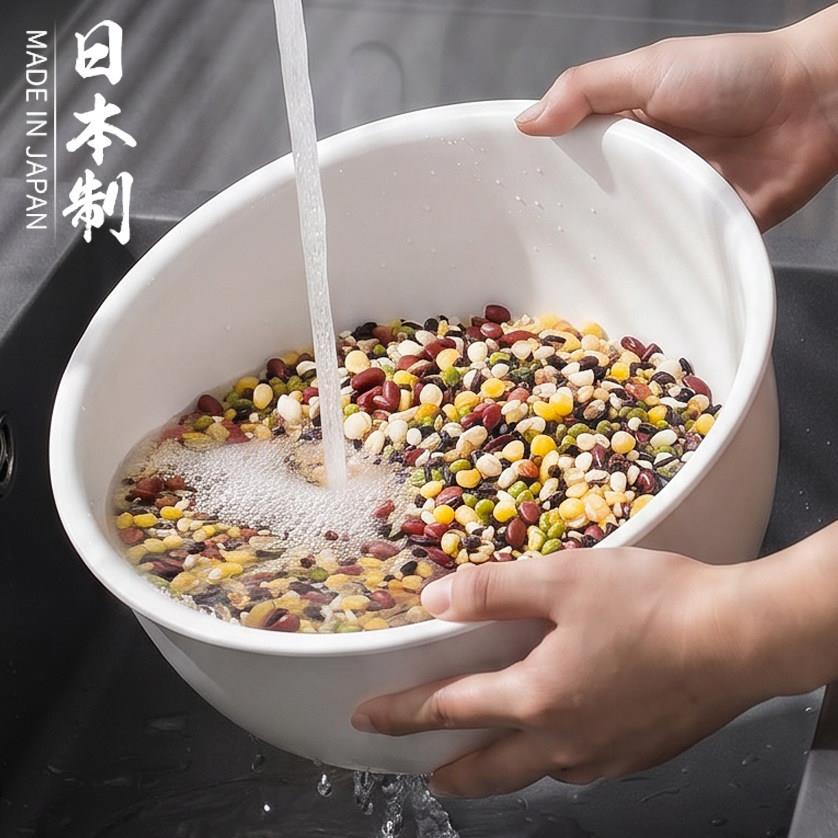 日本进口淘米洗米筛淘米盆细孔不漏米厨房家用盆洗菜盆沥水篮