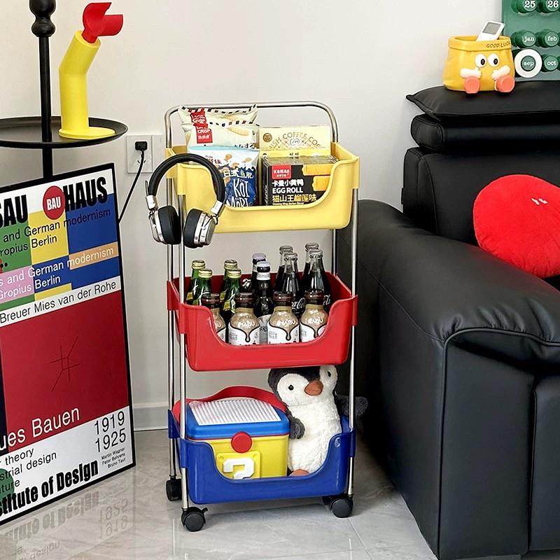 多巴胺手推车储物架客厅落地式可移动零食和杂物多层储物架网红高,收纳整理,整理架/置物架/收纳架,淘宝优惠券,粉丝福利购,淘宝优惠卷