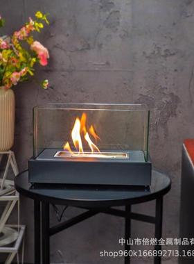 真火酒方形壁炉圣诞节氛围装饰取烤暖炉真火炉家用酒精LLP壁精炉