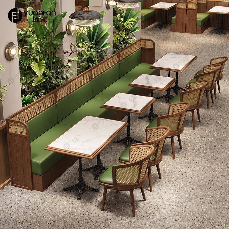 东南亚餐厅卡桌座西餐厅饭店合餐卡饮椅组商YUANFAN-用融合餐厅靠